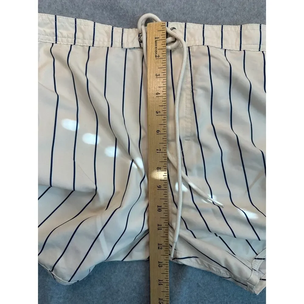 Budweiser x PacSun Pinstripe Swim Trunks XL Boardshorts Cream Navy